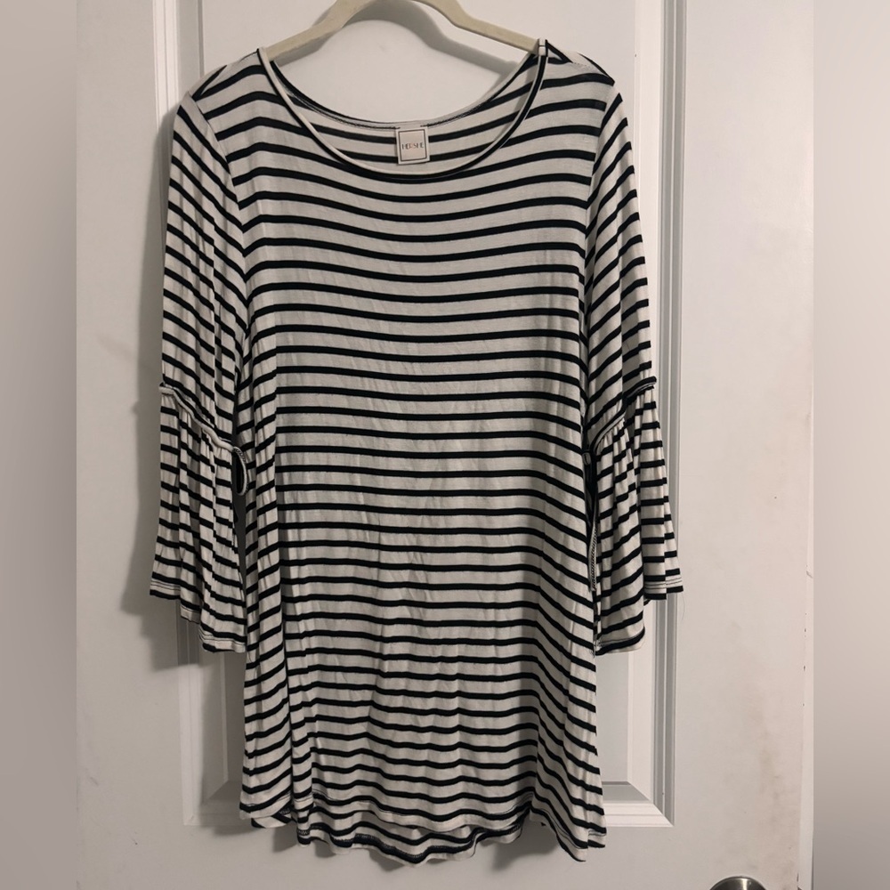 Women’s Hershe striped quarter sleeve top 1XL